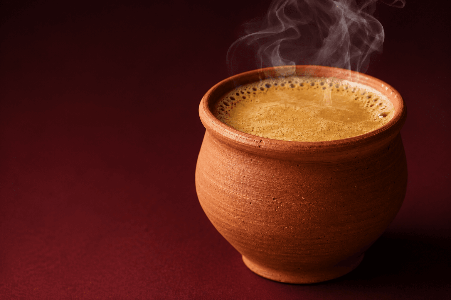 Steaming Matka Chai in a traditional handmade terracotta matka